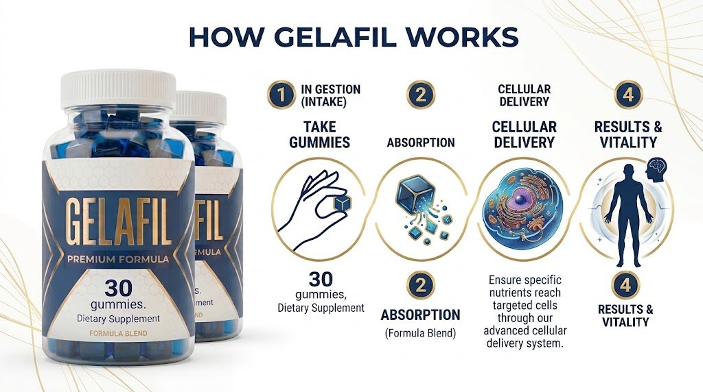 GelaFil seller overview graphic of the daily gummy routine